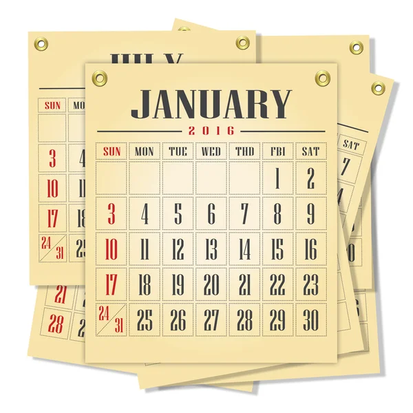カレンダー 2016 年 — ストック写真