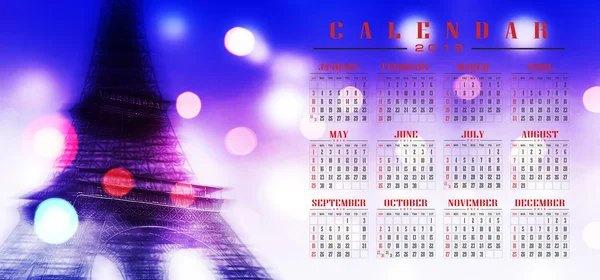 Kalender 2016 illustratie van motion blur bokeh achtergrond — Stockfoto