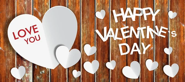 Happy Valentine den s dřevo pozadí — Stock fotografie