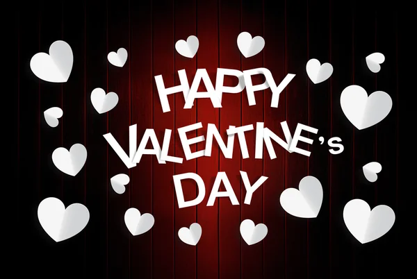 Happy Valentine den s červeným pozadím dřeva — Stock fotografie