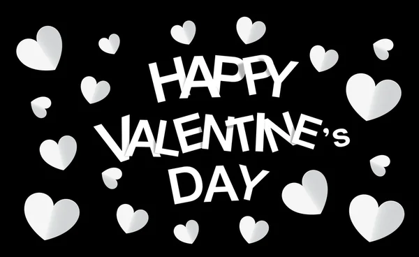 Papel de coração com fundo preto, ilustração Feliz Dia dos Namorados — Fotografia de Stock