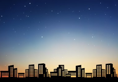 city of night with sky background clipart