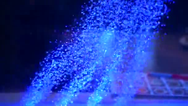 Water bubbles rising background. Jet heads blowing bubbles and LED colour changing for decoration — Stock Video