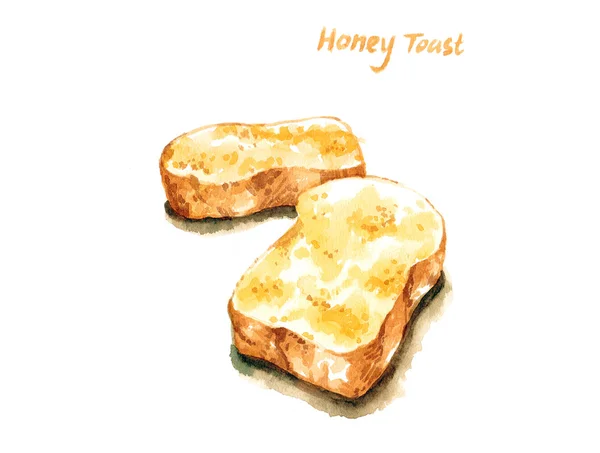 Honey french toast watercolor illustration — Stock Photo, Image