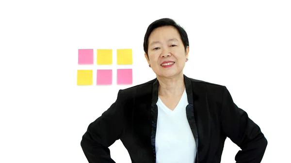 Happy business asian woman manager success on white isolated background — Stock Photo, Image