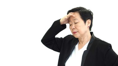 Asian senior manager business woman upset and unhappy abstract l clipart