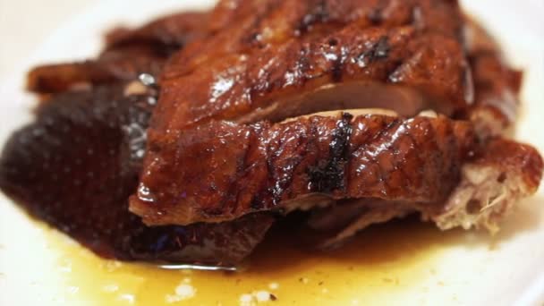 Hong Kong Oche arrosto e anatra famoso cibo barbecue — Video Stock