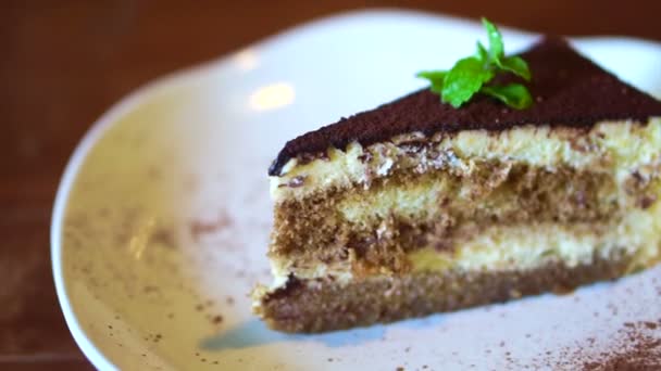 Plateau de gâteaux, gâteau au fromage aux fraises, tiramisu, velours rouge — Video