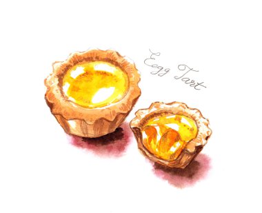 Yumurta suluboya resim illüstrasyon ünlü gıda Hong Kong tarts
