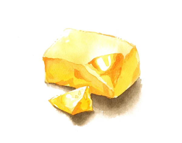黄色的美味黄油水彩画 — 图库照片