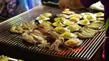 Deniz ürünleri Barbekü, lezzetli Tay plaj satış gıda durak