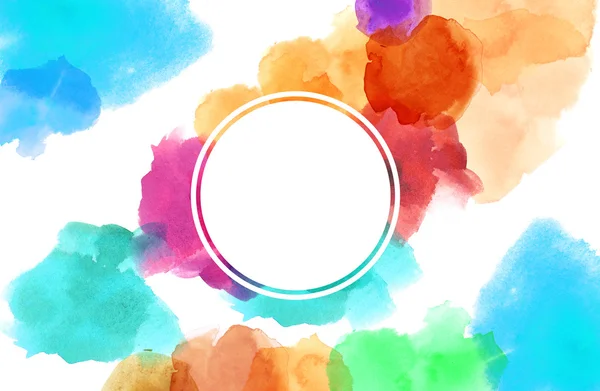 Красочный пятнистый акварельный рисунок с участием круга — стоковое фото