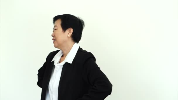 Asian senior business executive woman with happy expression — Stock Video