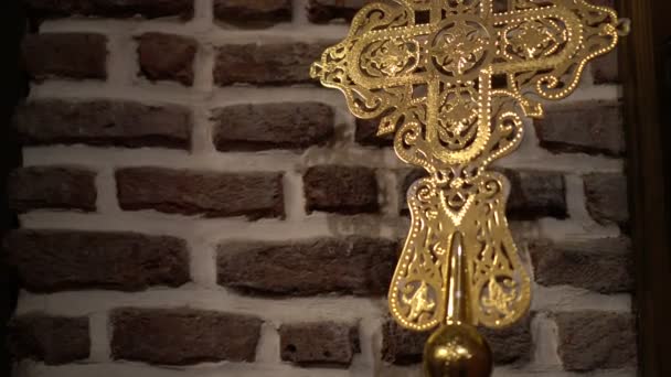 Schöne Gold Gefertigte Kreuz Detail Ägypten Kairo Hängende Kirche Schöne — Stockvideo