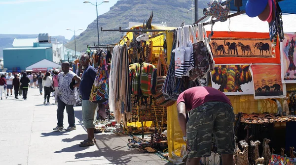 Kapstadt Südafrika Lokaler Souvenirmarkt Der Kunsthandwerk Und Afrikanische Kunst Touristen — Stockfoto