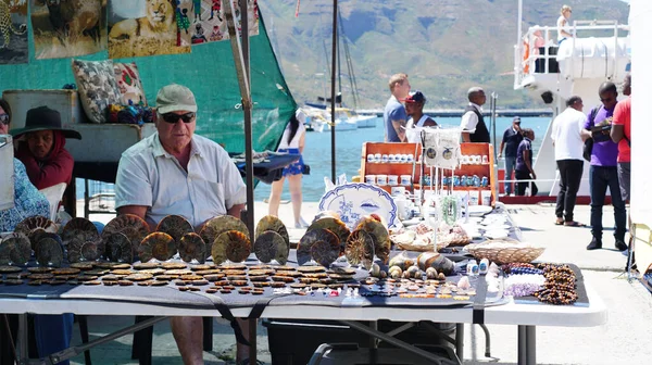 Kapstadt Südafrika Lokaler Souvenirmarkt Der Kunsthandwerk Und Afrikanische Kunst Touristen — Stockfoto