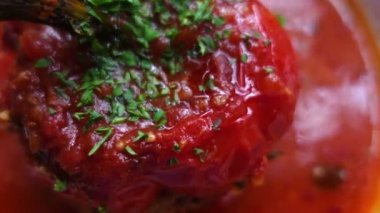 Akdeniz usulü domates soslu doldurulmuş biber Orta Doğu Arap etkisi mutfağı