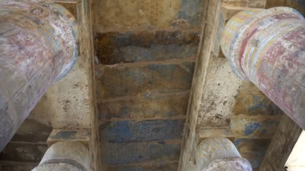 Karnak Tempel Complex Plafond Schilderen Blauwe Kleur Van Sterren Nacht — Stockvideo
