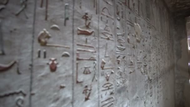 王の谷墓ラメス3ユニークな色内エジプトのクローズアップHerogylphics — ストック動画
