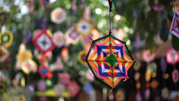 Cultural Colorful Festive Ornaments Hanging Handicraft Fabric Indochina Southeast Asian — Stock Photo, Image