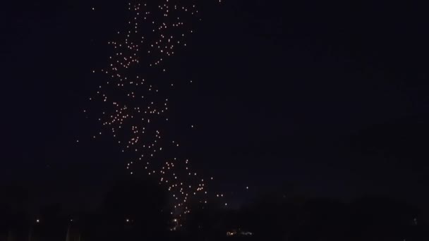 Line Thousand Floating Lantern Chiang Mai Thailand Loy Krathong Festival — Stock Video