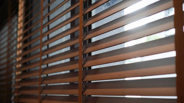 Venetian Wood Blinds Modern House Office Interior Shading Shutter Design — Stock Photo, Image