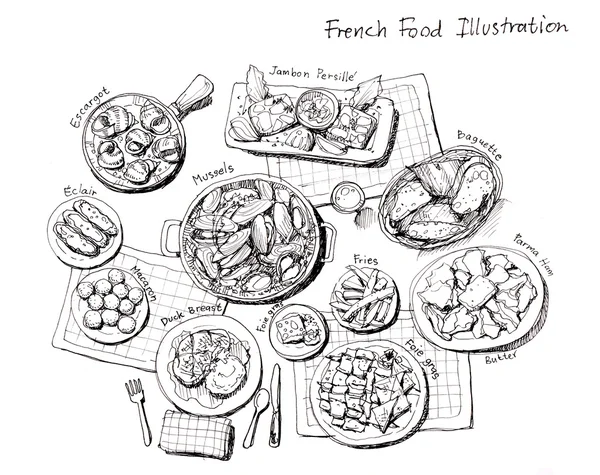 Illustrazione alimentare francese — Foto Stock