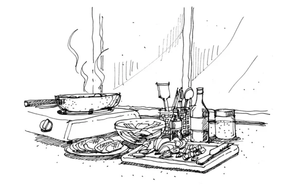 Cozinhar em casa ilustração — Fotografia de Stock