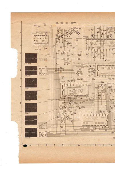 Παλιό χαρτί ηλεκτρολογικό σχέδιο — Φωτογραφία Αρχείου