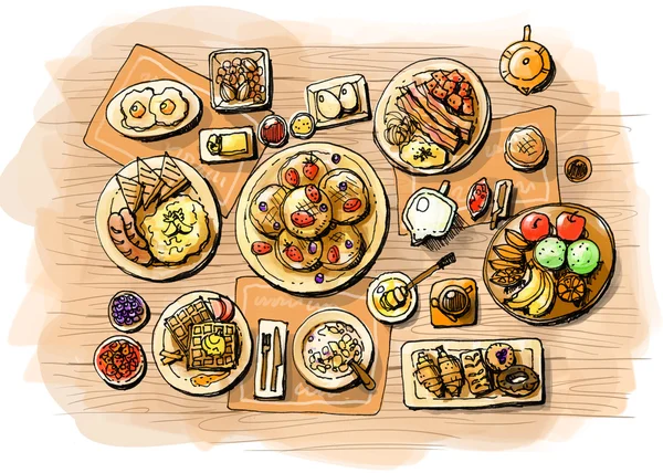Pequeno-almoço ilustração — Fotografia de Stock