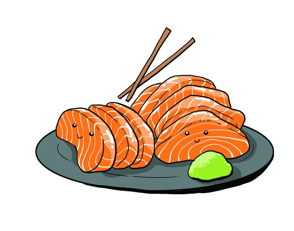 Lachs-Sashimi-Karikatur — Stockfoto