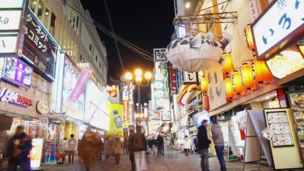 Dotonbori område på natten — Stockvideo