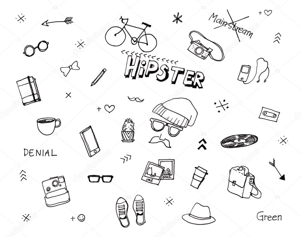 Hipster hand drawn elements