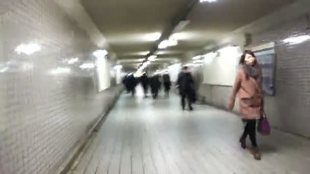 Pendolari che camminano alla stazione di transito della metropolitana — Video Stock