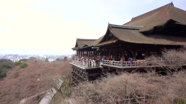 Turisté navštěvují Kiyomizu dera chrám — Stock video