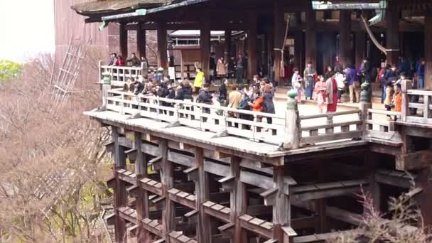 Los turistas visitan Kiyomizu dera templo — Vídeos de Stock