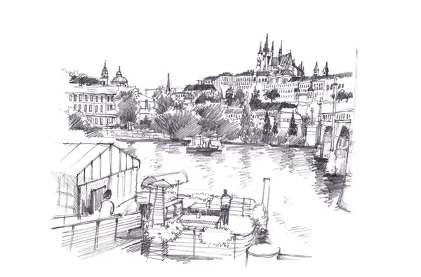 Prague hand pencil drawing art — Stock Photo, Image