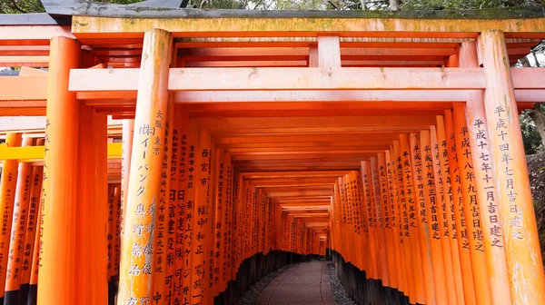 Czerwone torii sanktuarium świątyni Fushimi Inari — Zdjęcie stockowe