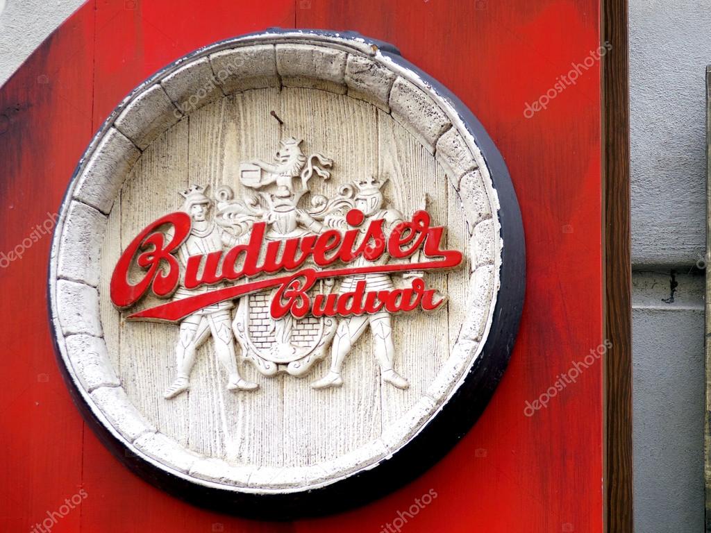 Budweiser beer, wooden medival style logo