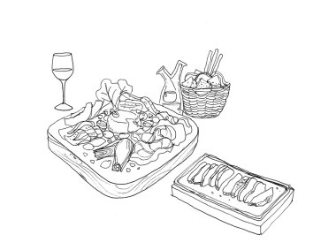 İtalyan meze parma ve peynir set şarap ve ekmek ile