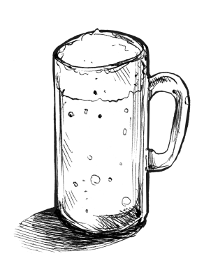 Bira bardağı çizimi, karalama el çizimi.