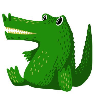 Timsah çizgi film karakteri çizim el resmi