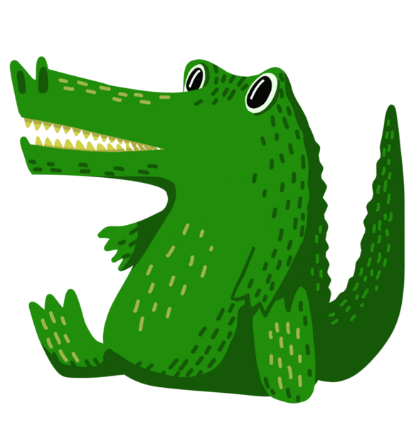 Timsah çizgi film karakteri çizim el resmi