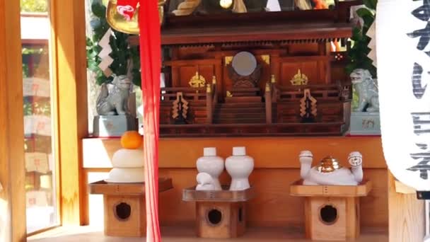 Kyoto, Japan; Maart 2015-foto van de beroemde Japanse heiligdommen details planken instelling. Abstracte cultuur een reizen — Stockvideo