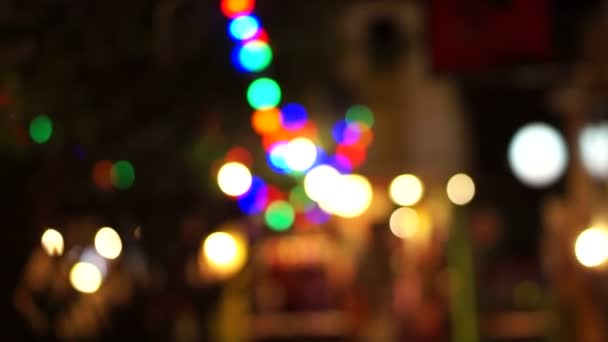 Out of focus holiday tree lights concept for carnival and festival — Stock Video