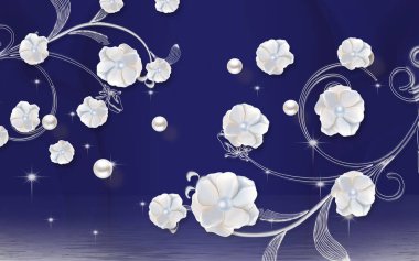 Fotoğraf arkaplanı için çiçek desenli 3 boyutlu duvar kağıdı tasarımı