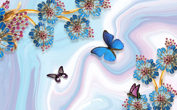 写真の背景のための花と3D壁紙デザイン ロイヤリティフリーのストック画像