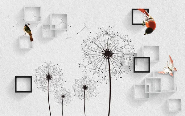 Fotoğraf Arkaplanı Için Çiçek Desenli Boyutlu Duvar Kağıdı Tasarımı Stok Fotoğraf