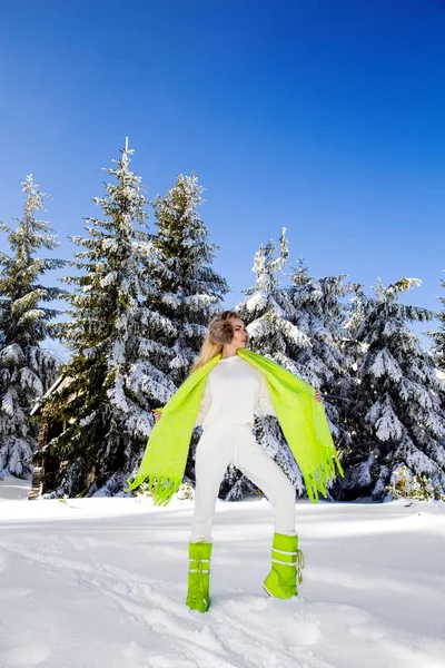 Giovane Donna Ritratto Invernale Modello Moda Invernale Con Tuta Sci — Foto Stock