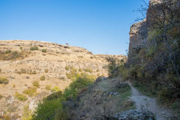 Sonbahar mevsiminde renkli ağaçlı dağların manzarası